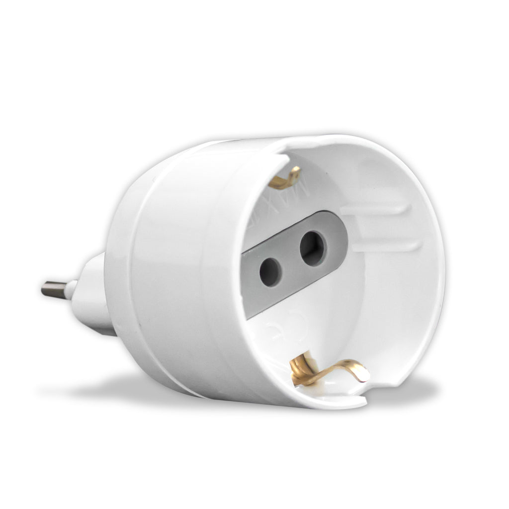 V-TAC Adattatore con Presa 10A 2P+T Bipasso/Schuko e Spina 10A 2P+T Colore Bianco