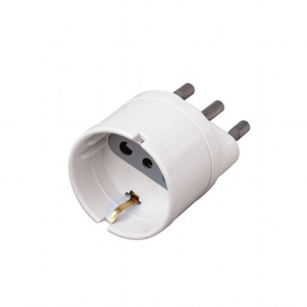 V-TAC Adattatore con Presa 10A 2P+T Bipasso/Schuko e Spina 16A 2P+T Colore Bianco
