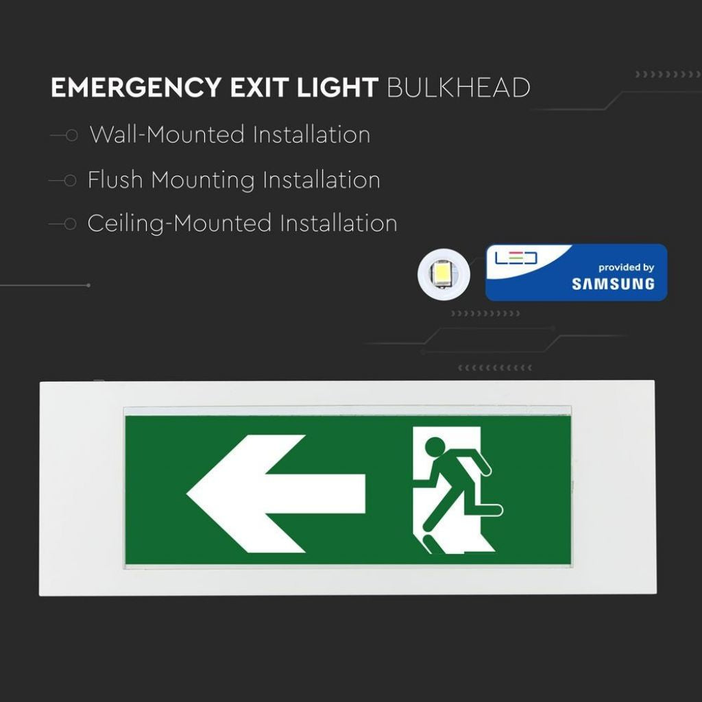 V-TAC PRO Lampada LED Chip Samsung di Emergenza 3,8W 20LED Montaggio a Incasso/Plafone e Modalità SA/SE 12h di Ricarica 6000K IP20