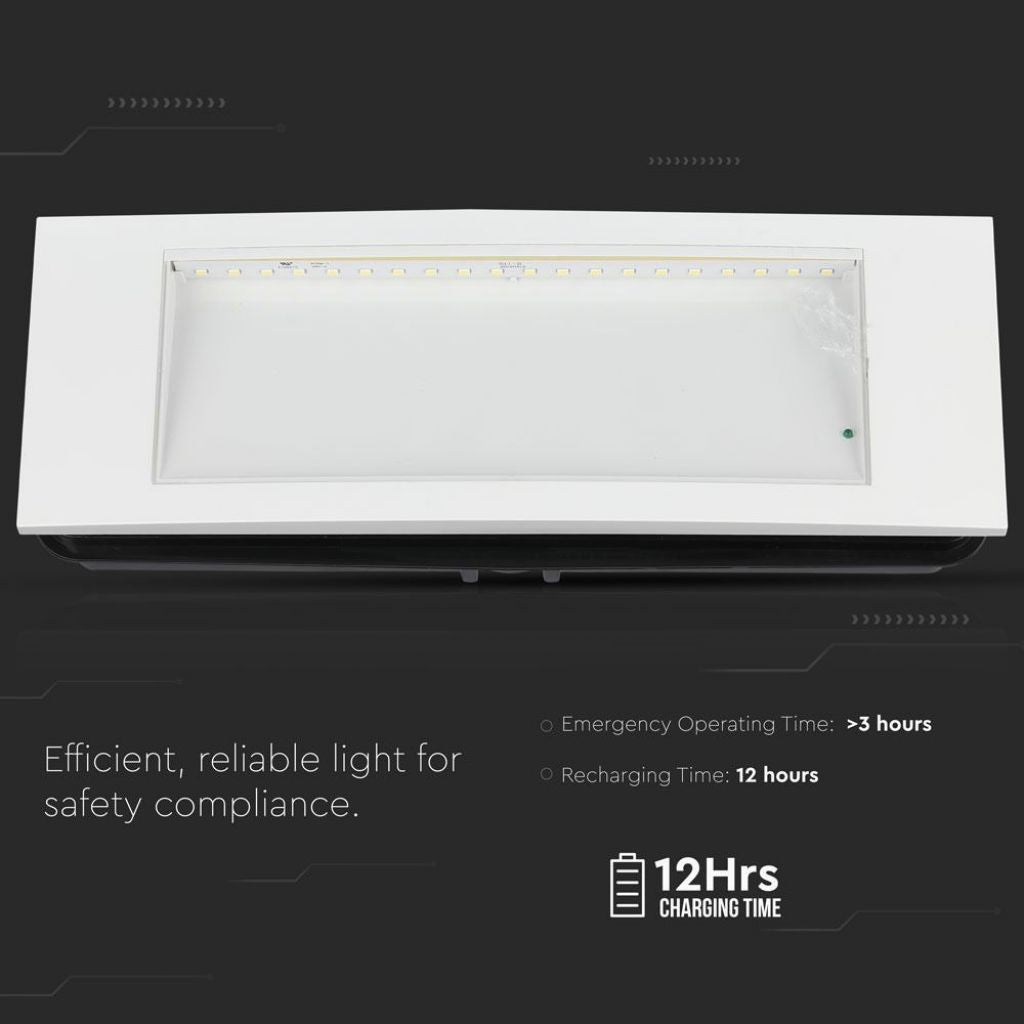 V-TAC PRO Lampada LED Chip Samsung di Emergenza 3,8W 20LED Montaggio a Incasso/Plafone e Modalità SA/SE 12h di Ricarica 6000K IP20