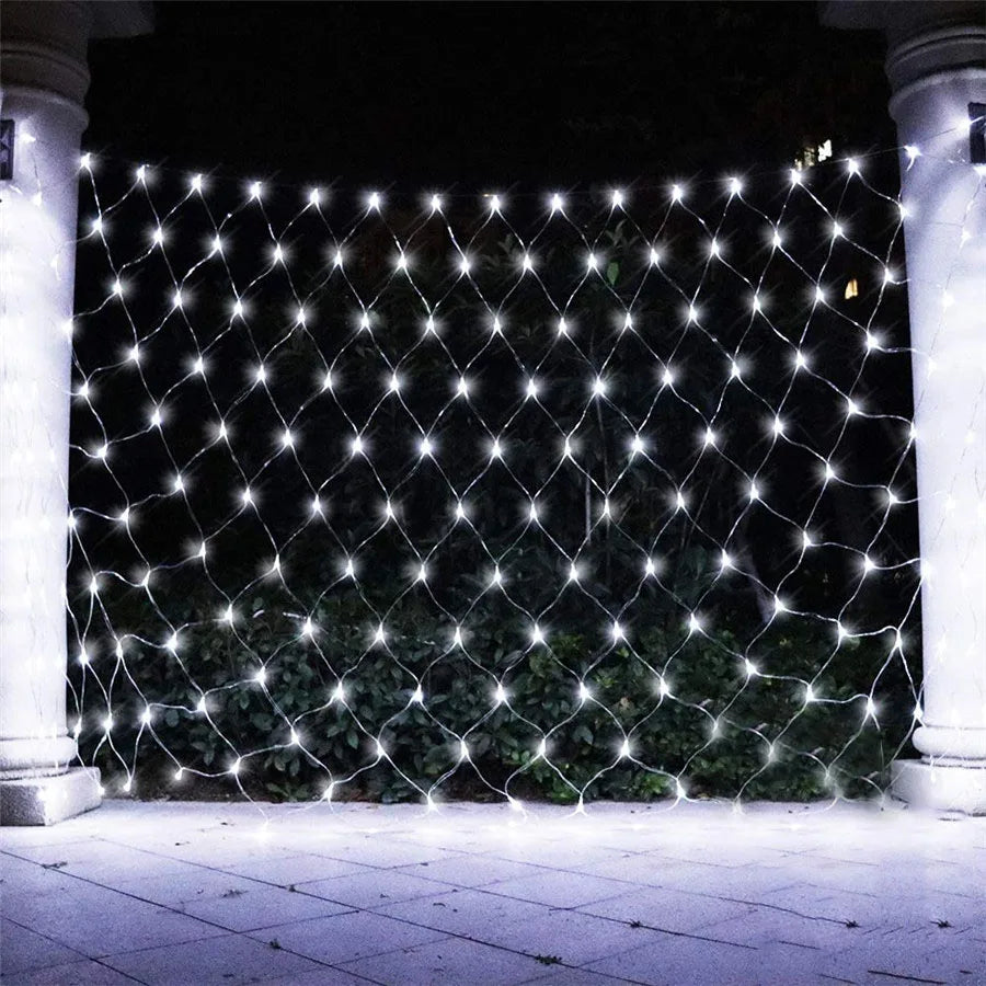 3 x2/3 x3m Christmas Garland String Lights Outdoor Net Mesh Light Christmas Net Light 8 modalità per Wedding Garden Lawn boccole Decor