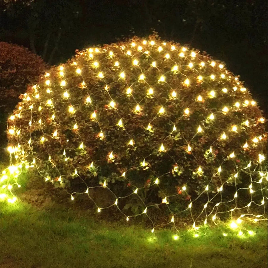 3 x2/3 x3m Christmas Garland String Lights Outdoor Net Mesh Light Christmas Net Light 8 modalità per Wedding Garden Lawn boccole Decor
