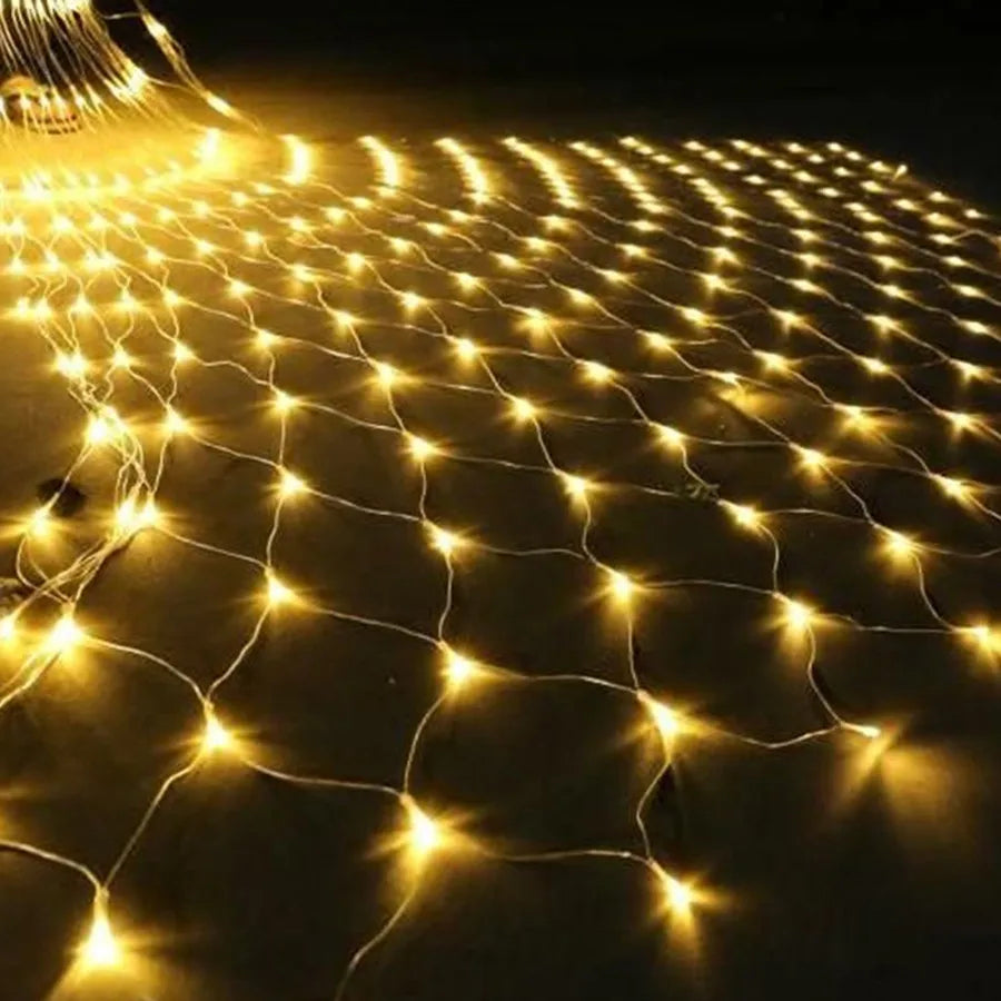 3 x2/3 x3m Christmas Garland String Lights Outdoor Net Mesh Light Christmas Net Light 8 modalità per Wedding Garden Lawn boccole Decor