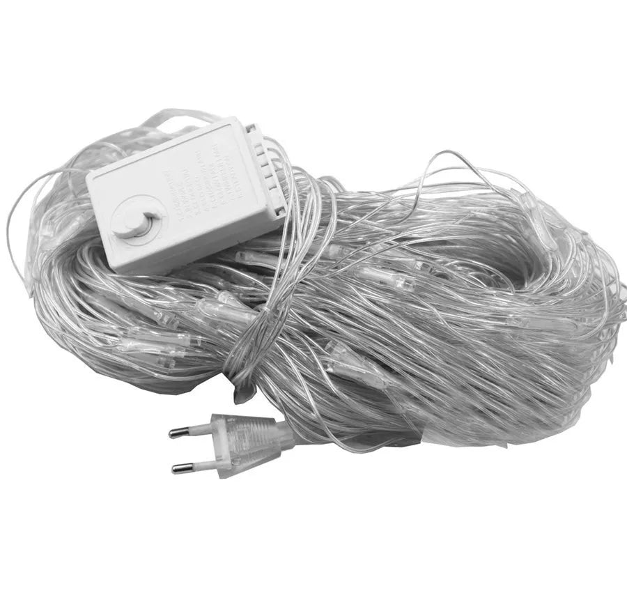 3 x2/3 x3m Christmas Garland String Lights Outdoor Net Mesh Light Christmas Net Light 8 modalità per Wedding Garden Lawn boccole Decor