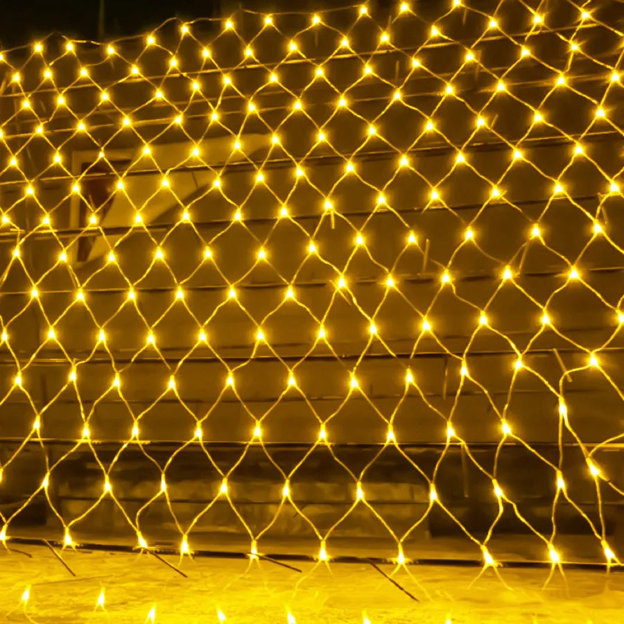 3 x2/3 x3m Christmas Garland String Lights Outdoor Net Mesh Light Christmas Net Light 8 modalità per Wedding Garden Lawn boccole Decor