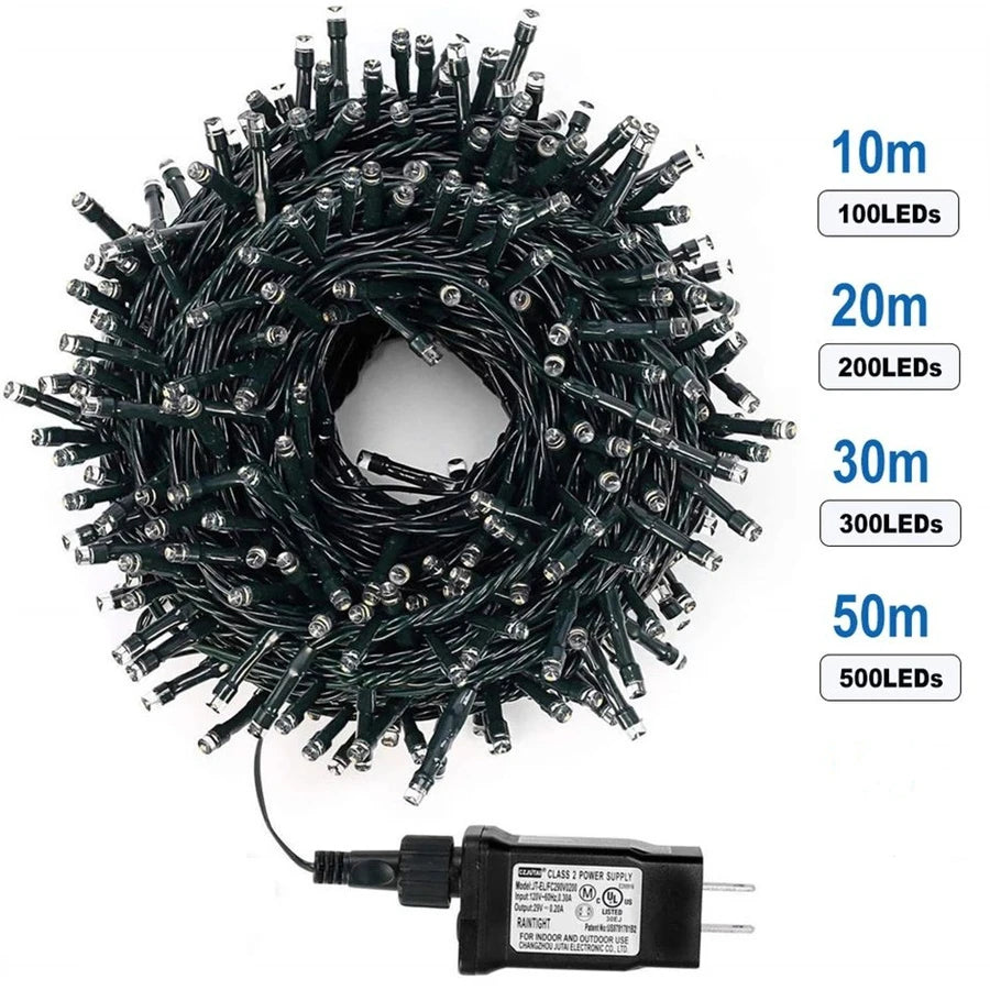Stringa luminosa impermeabile 8 modalità, 10Mt 20Mt 30Mt 50Mt Fairy Garden Light Outdoor Indoor String Light ghirlanda per decorazioni natalizie e per feste