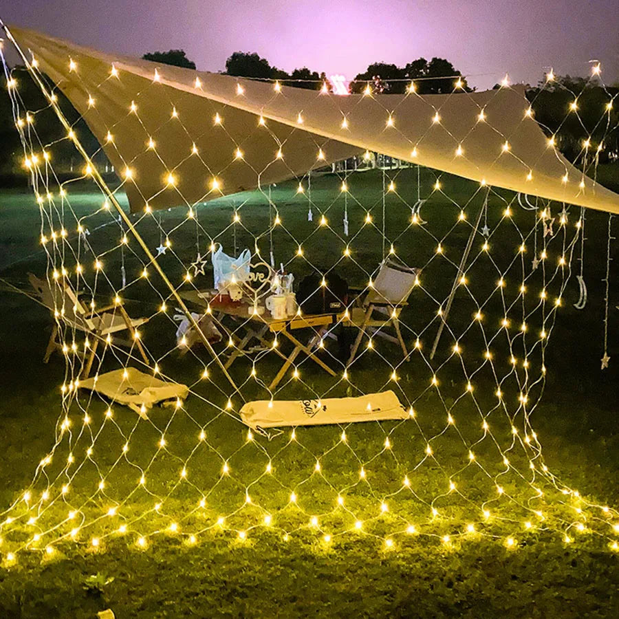 3 x2/3 x3m Christmas Garland String Lights Outdoor Net Mesh Light Christmas Net Light 8 modalità per Wedding Garden Lawn boccole Decor