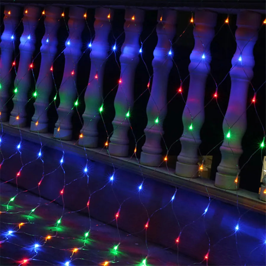 3 x2/3 x3m Christmas Garland String Lights Outdoor Net Mesh Light Christmas Net Light 8 modalità per Wedding Garden Lawn boccole Decor