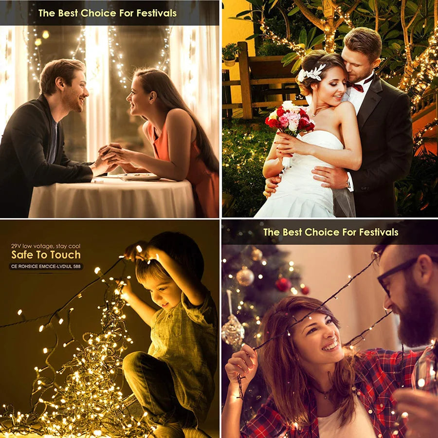 Stringa luminosa impermeabile 8 modalità, 10Mt 20Mt 30Mt 50Mt Fairy Garden Light Outdoor Indoor String Light ghirlanda per decorazioni natalizie e per feste