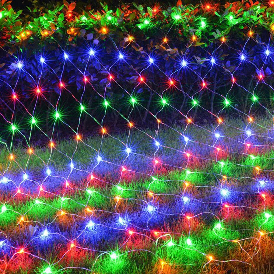 3 x2/3 x3m Christmas Garland String Lights Outdoor Net Mesh Light Christmas Net Light 8 modalità per Wedding Garden Lawn boccole Decor