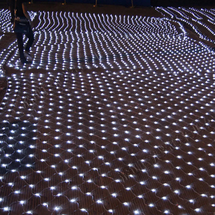 3 x2/3 x3m Christmas Garland String Lights Outdoor Net Mesh Light Christmas Net Light 8 modalità per Wedding Garden Lawn boccole Decor