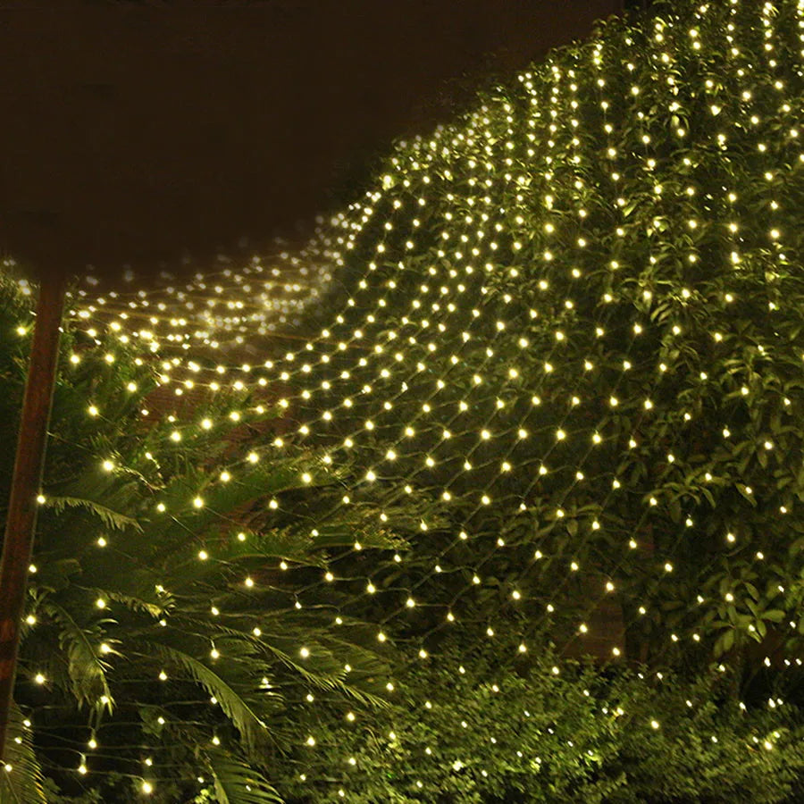 3 x2/3 x3m Christmas Garland String Lights Outdoor Net Mesh Light Christmas Net Light 8 modalità per Wedding Garden Lawn boccole Decor