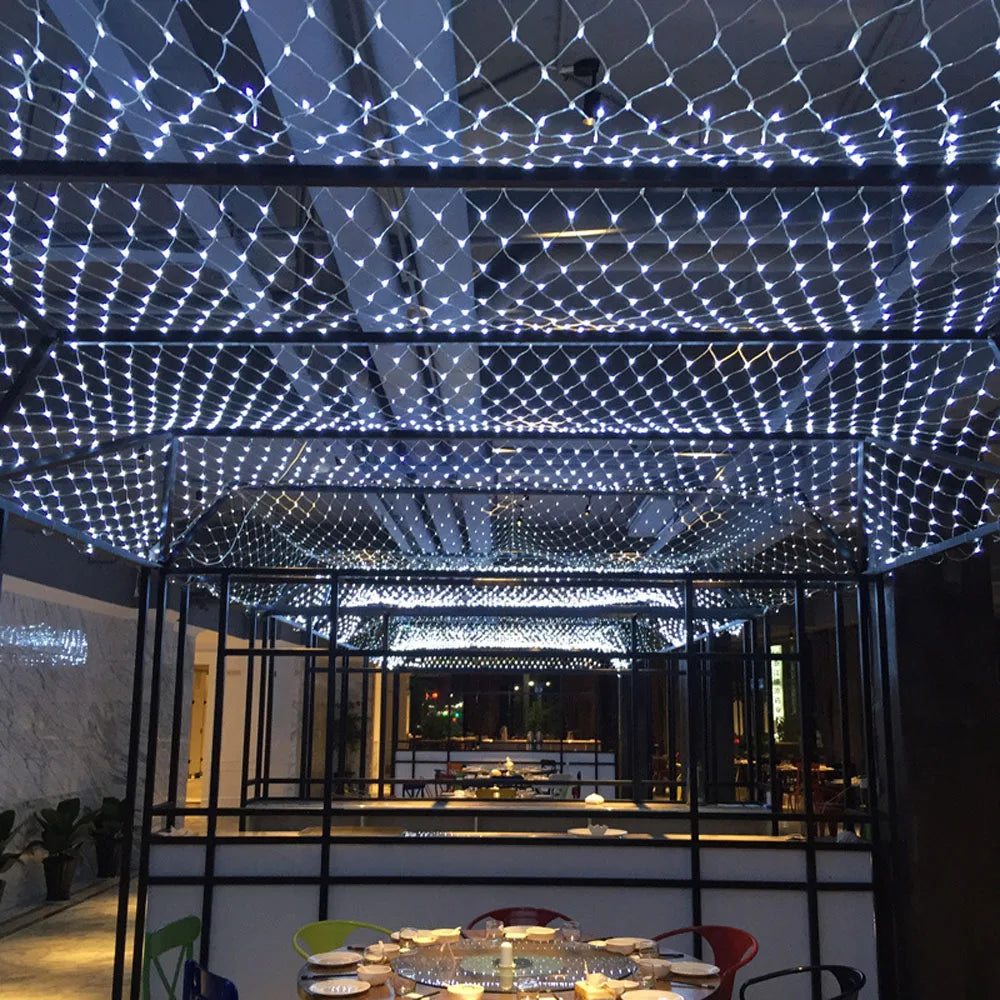 4mx6M 1.5MX1.5M 2x3M LED Rete da pesca all'aperto Luci natalizie Fata festone Giardino Strada Ghirlanda Tenda Albero nuziale Ramadan