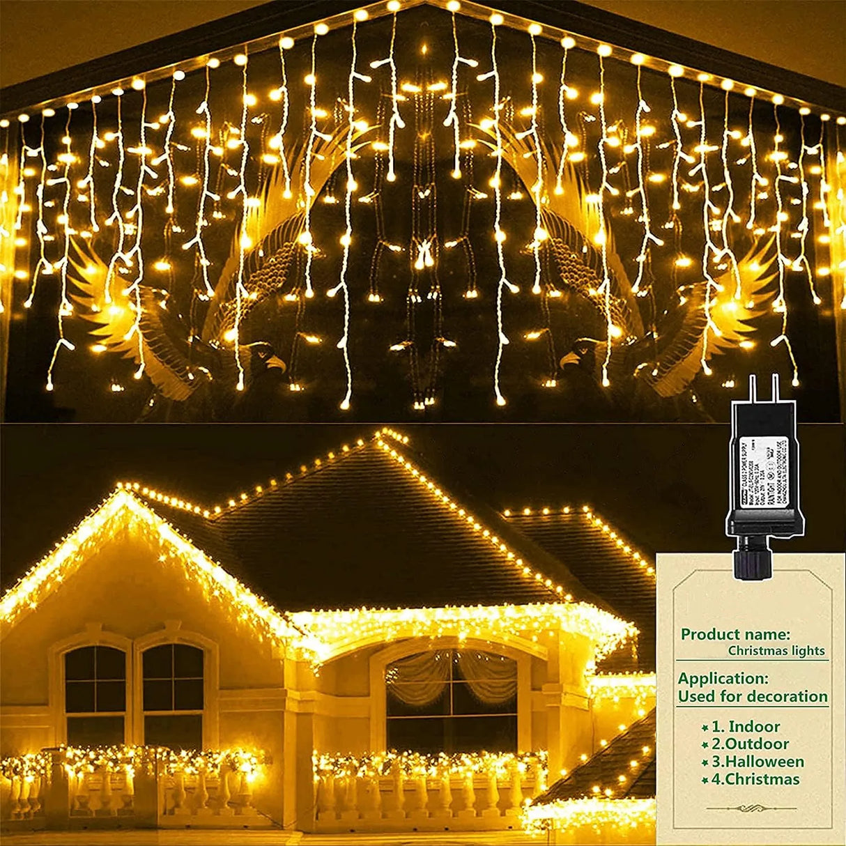 Festone di Natale Led Ghiacciolo Tende Luci All'aperto 4 M (W) * 0.6 M (H) Bianco Flash Fata Stringa Luce Chiaro Filo Decorazioni di Capodanno 2025 Per Matrimonio/Casa/Casa/San Valentino/Natale/Grondaia Decor