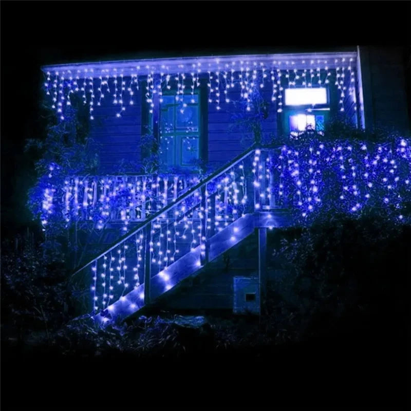 Decorazione esterna 5m Droop 0.4-0.6m tenda ghiacciolo Led luci stringa 220V 110V giardino natale Luminaria ghirlanda luci Decorative