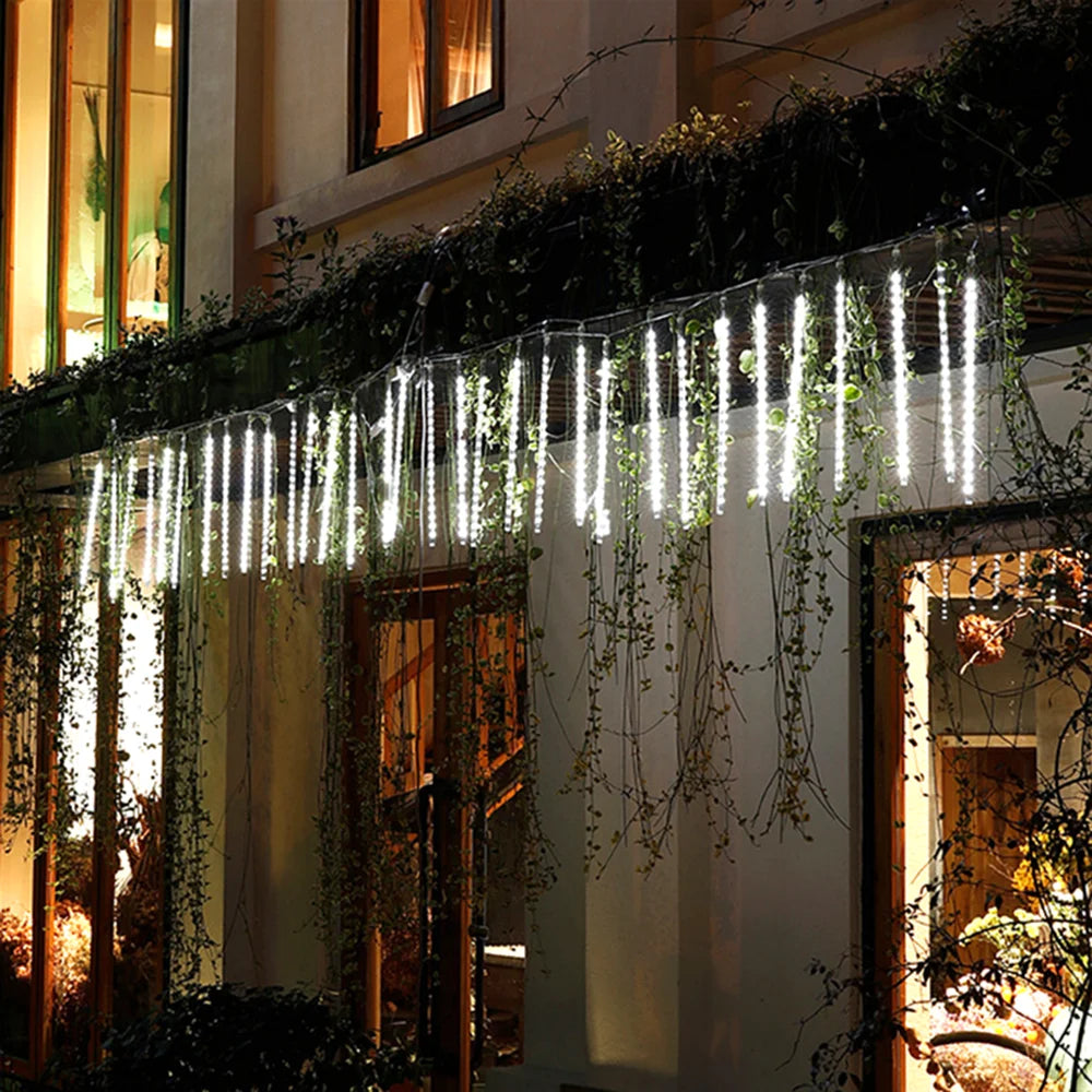 30/50CM LED Meteor Shower Rain Lights Waterproof Falling Raindrop Fairy String Light per la decorazione del Patio della festa di natale
