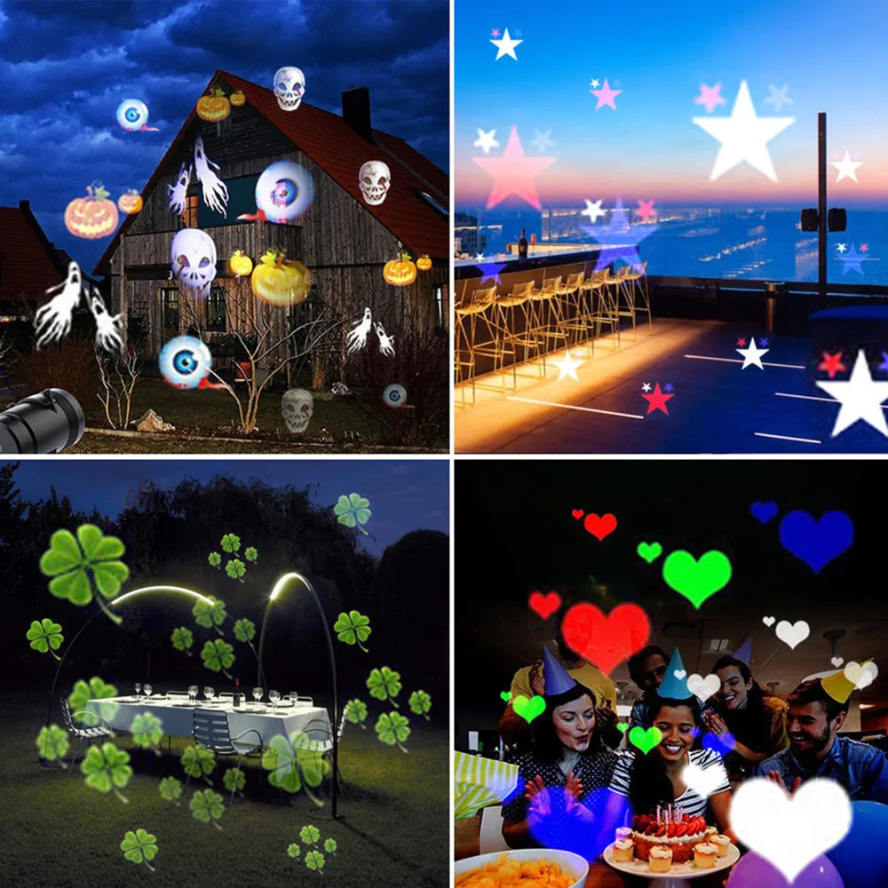 Proiettore Laser per feste di Natale a fiocco di neve - LED 4W - luci da palcoscenico rotanti con motivo natalizio - decorazioni da giardino per esterni