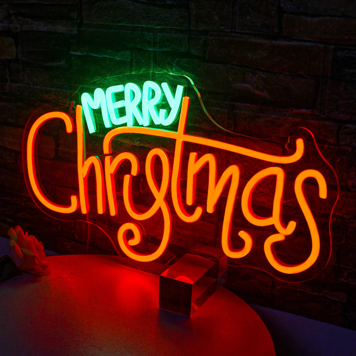 Insegna luminosa al neon Rosso e Verde Led, scritta Merry Christmas dimmerabile per la decorazione della parete. Insegna luminosa per camera da letto, festa, decorazioni natalizia. Ottima idea regalo per bambini