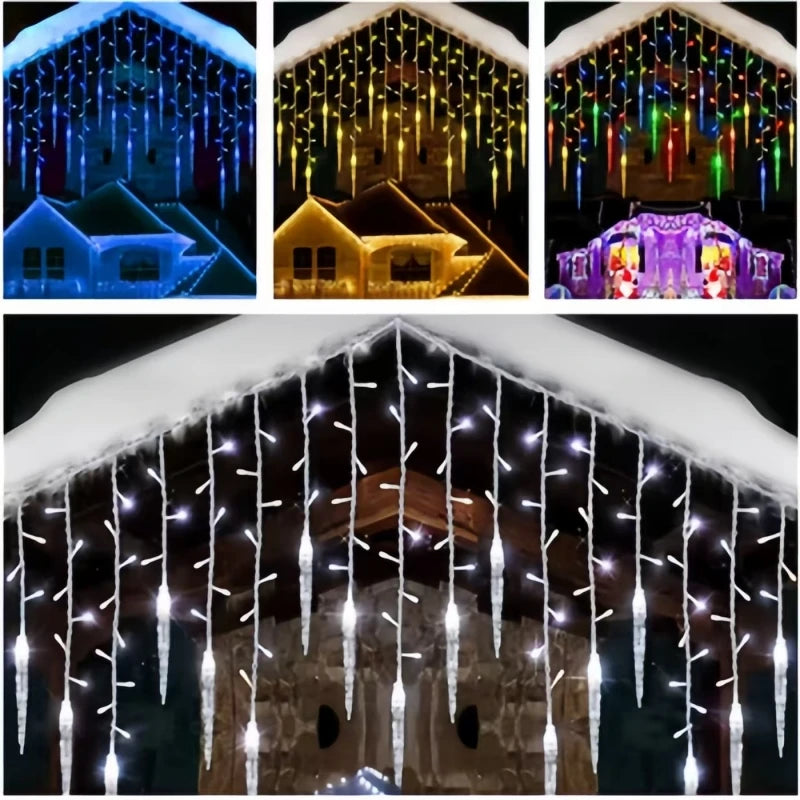 Ghirlanda di Natale LED Ghiacciolo Tenda Luci della stringa Caduta Giardino esterno Strada Matrimonio Illuminazione decorativa Costante