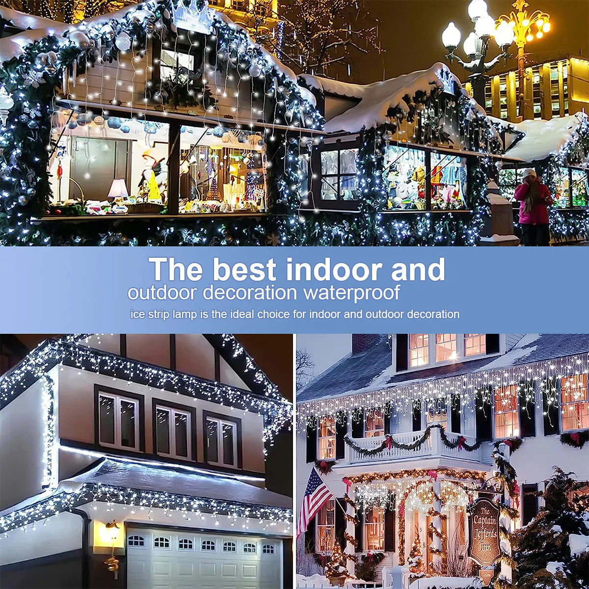 1PC LED Solar Icicle String Lights 7M/23ft luce per tende impermeabile per balcone Patio Yard Garden Party decorazioni natalizie all'aperto