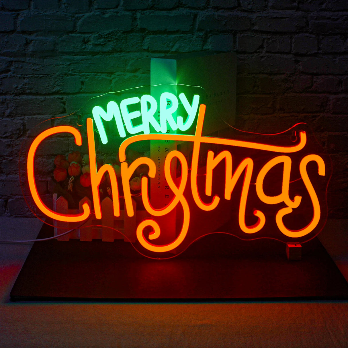 Insegna luminosa al neon Rosso e Verde Led, scritta Merry Christmas dimmerabile per la decorazione della parete. Insegna luminosa per camera da letto, festa, decorazioni natalizia. Ottima idea regalo per bambini