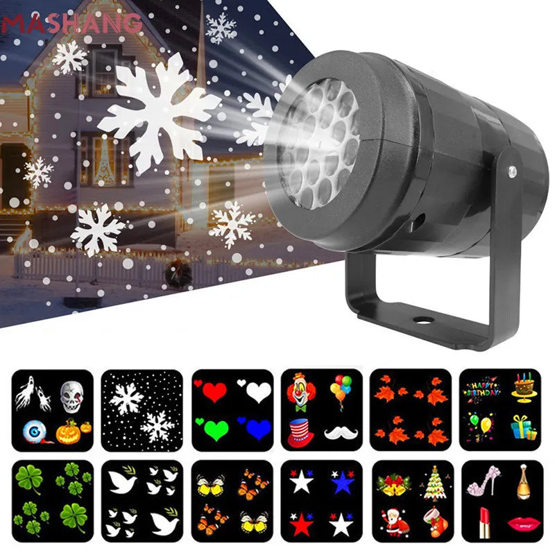 Luci del proiettore di natale lampada di proiezione a Led per vacanze all'aperto decorazioni natalizie impermeabili luci da palcoscenico per feste con luce Laser a fiocco di neve