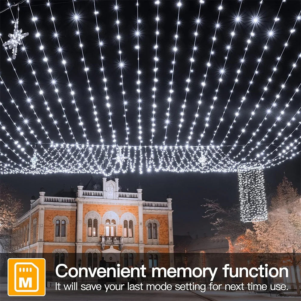 1 pz 500/1000LED fata String Lights ghirlanda di natale decorazioni per esterni luci impermeabili con telecomando per Tree Street Wedding Party