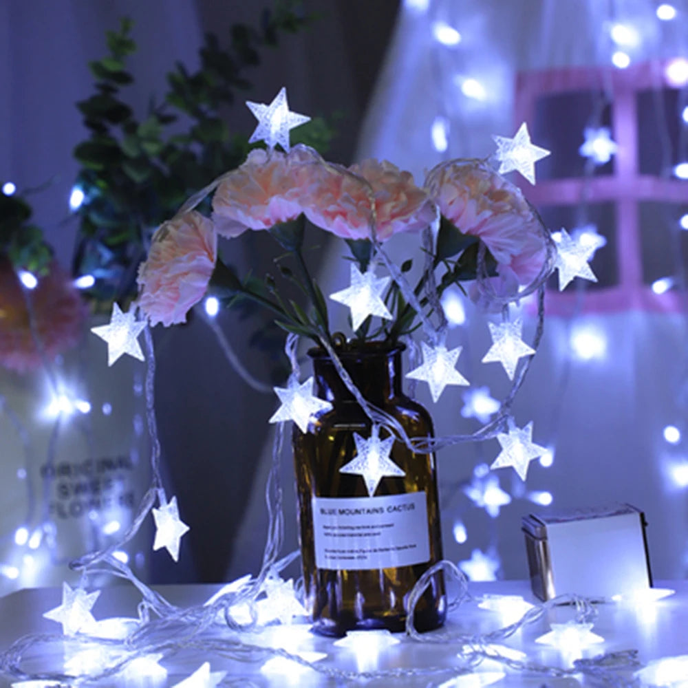 1.5m/3m/6m/10m LED Star String Lights ghirlanda di natale batteria alimentata tramite USB festa di nozze tenda stringa fata lampade per la casa