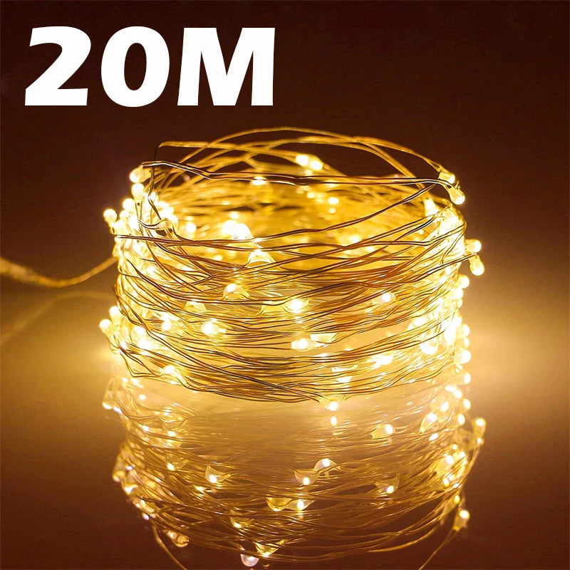 USB Led Fairy Lights filo di rame String 20M 200LED Holiday Outdoor Lamp Garland per la decorazione della festa nuziale dell'albero di natale