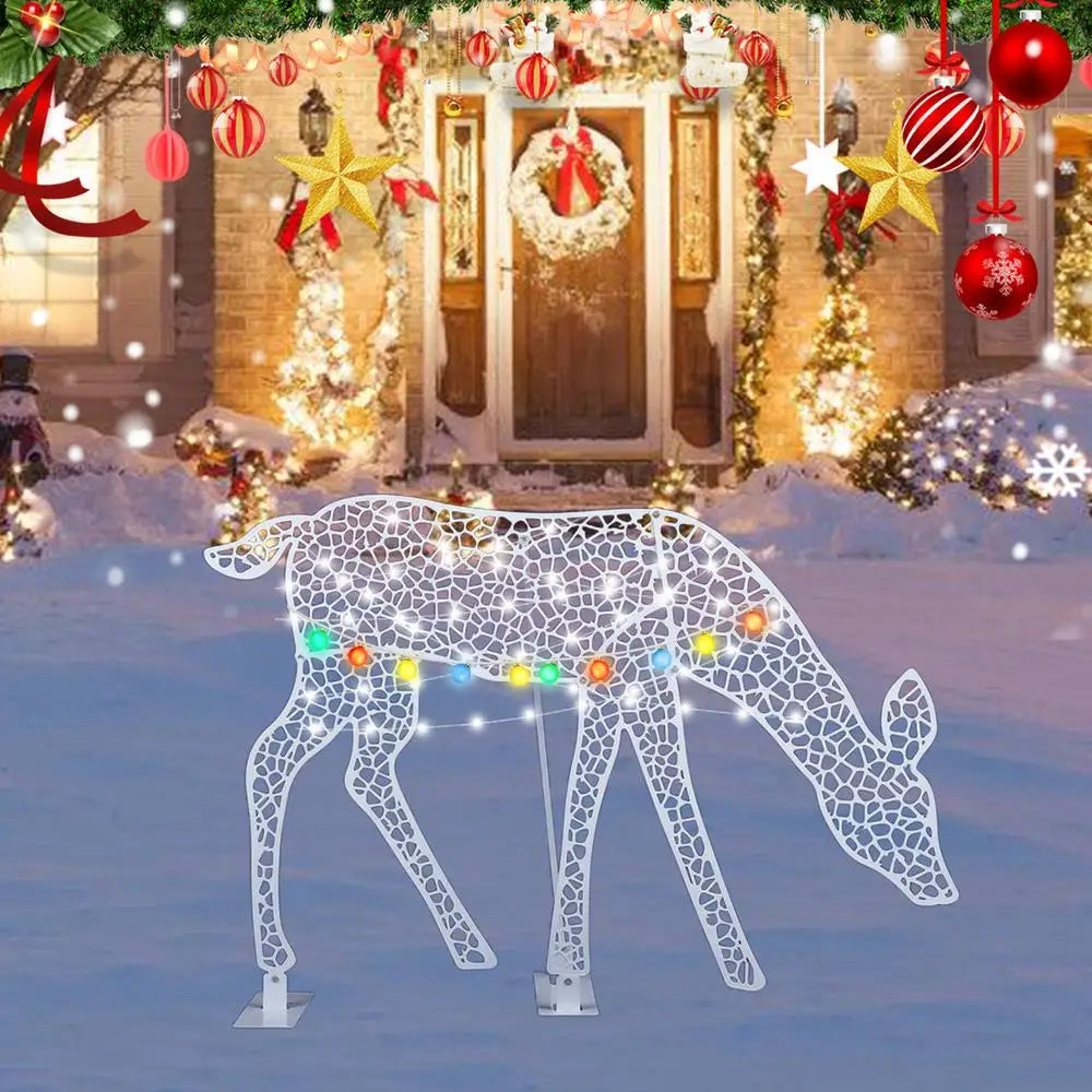 Decorazioni natalizie. Famiglia di cervi e renna di natale illuminate con luci a LED. Dimensioni Piccolo: circa 42x2 7cm, Medio: circa 70 x4 2cm, Grande: circa 82 x4 5cm