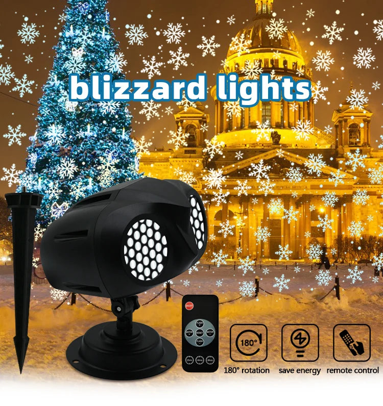 Doppio tubo LED fiocco di neve proiettore luci proiezione di natale lampada da esterno impermeabile faretto da neve per luci natalizie