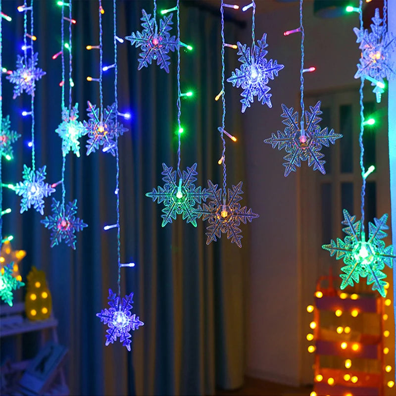 3.2M fiocchi di neve di natale LED String Lights luci lampeggianti per tende da fata impermeabili per la decorazione di natale di nozze per feste di festa