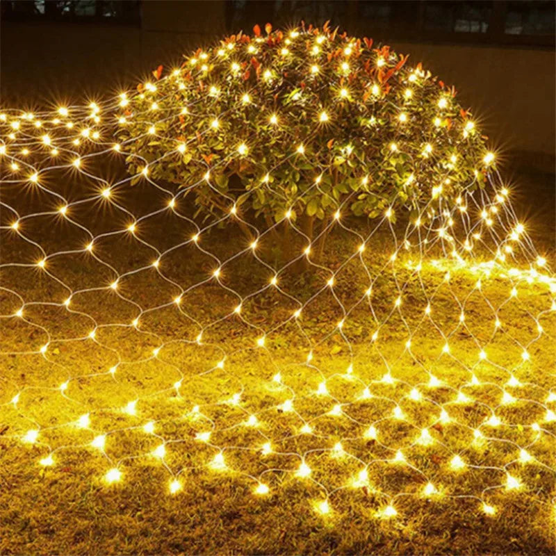 EU Plug Led Net Mesh String Lights 220V Street ghirlande decorazioni natalizie Outdoor New Year Wedding Party Garden Bush Decor