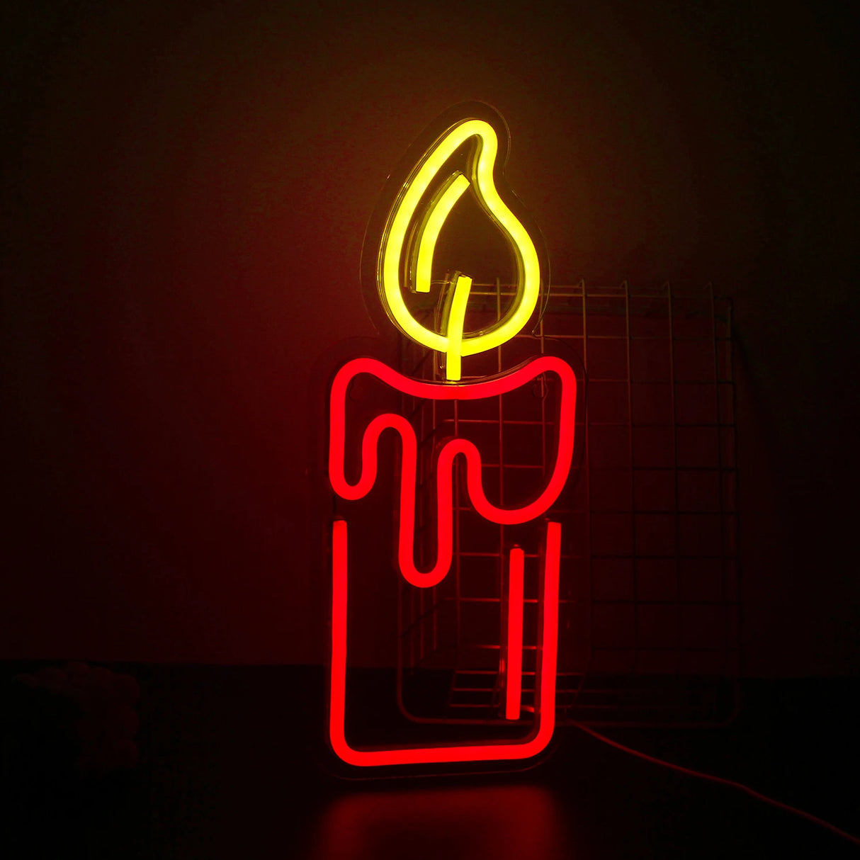Candela Neon decorazione natalizia rossa. Alimentazione batteria o USB
