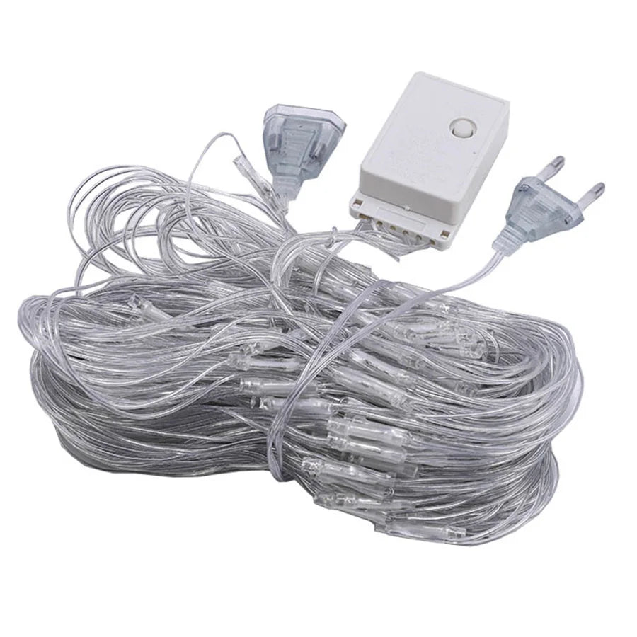 3 x2/3 x3m Christmas Garland String Lights Outdoor Net Mesh Light Christmas Net Light 8 modalità per Wedding Garden Lawn boccole Decor