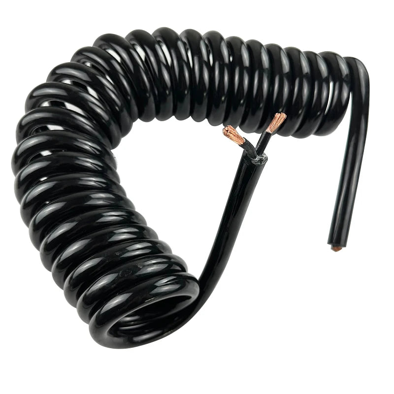 Cavo a spirale a molla nera a 2 nuclei telescopico 22/20/18/17/15/7AWGWire 0,2 mm2-10 mm2 Cavo termoretraibile estensibile da 1 a 5 metri