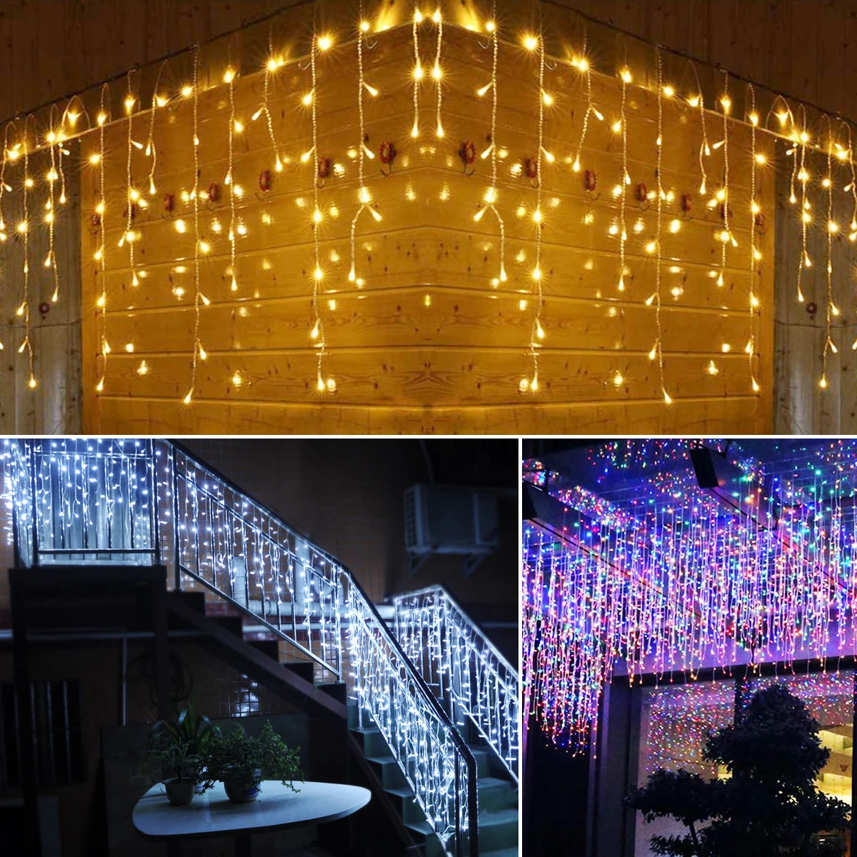 5M Christmas Light Outdoor Drop 0.4-0.6m LED Garland Curtain Icicle String light Garden Eaves decorazione per feste di matrimonio 110V 220V