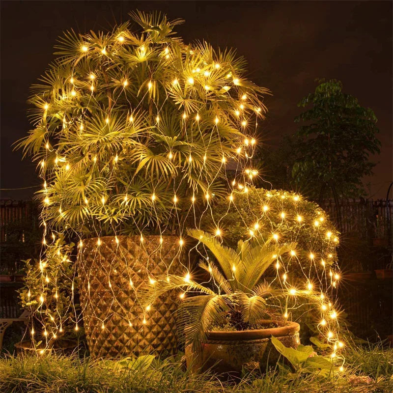 EU Plug Led Net Mesh String Lights 220V Street ghirlande decorazioni natalizie Outdoor New Year Wedding Party Garden Bush Decor