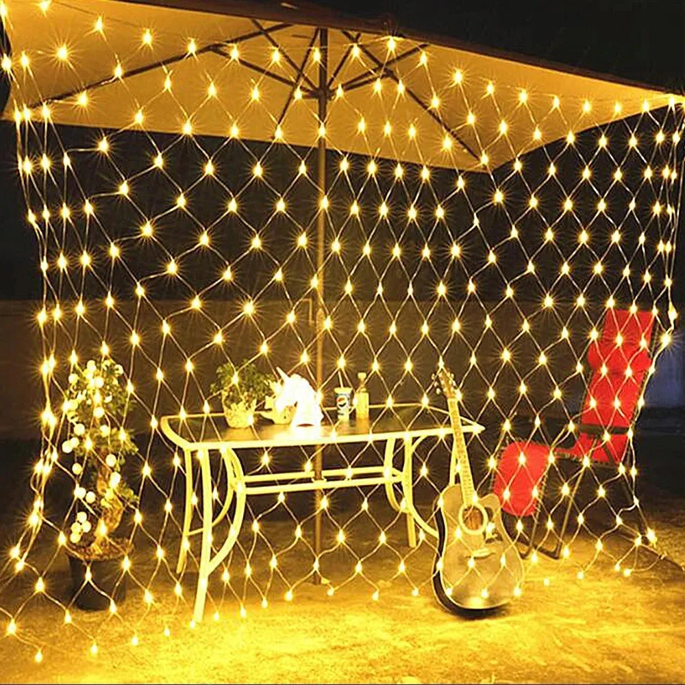 3x2m LED Solar String Net Mesh Light 8 modalità lampada da esterno impermeabile a ghirlanda per la festa di natale Patio Backyard Garden Decor