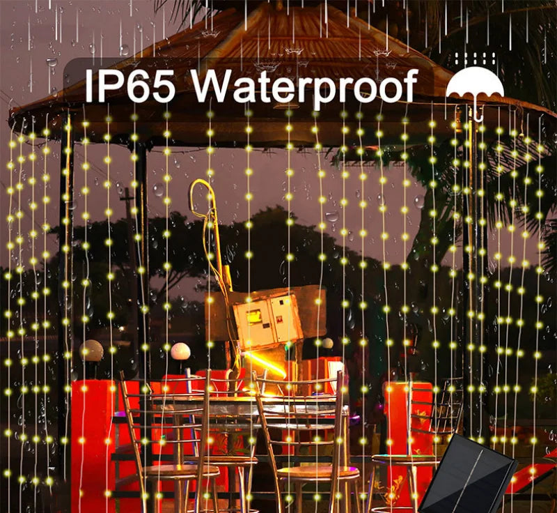 Luce solare per tende a LED ghirlanda per esterni Solar Fairy String Light Pavilion Garden Party Holiday Christmas Decor lampade in filo di rame