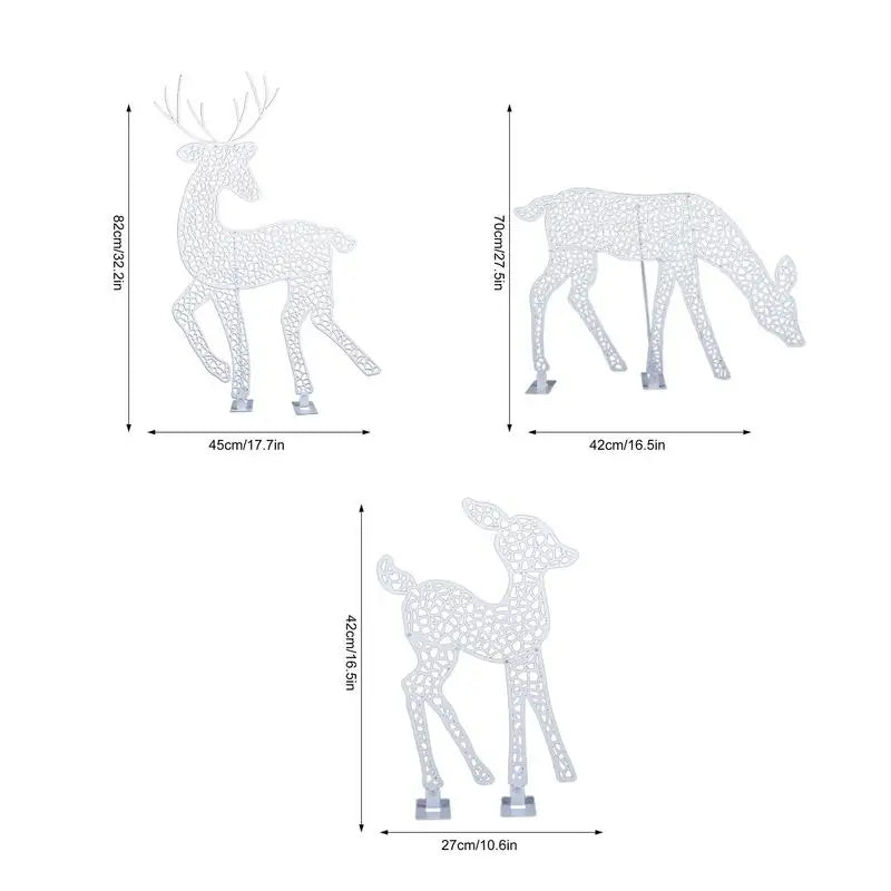 Decorazioni natalizie. Famiglia di cervi e renna di natale illuminate con luci a LED. Dimensioni Piccolo: circa 42x2 7cm, Medio: circa 70 x4 2cm, Grande: circa 82 x4 5cm