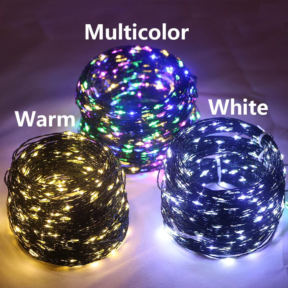 1 pz 500/1000LED fata String Lights ghirlanda di natale decorazioni per esterni luci impermeabili con telecomando per Tree Street Wedding Party
