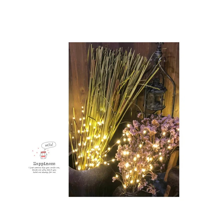 Ramo di un albero artificiale con 20 lampadine LED. Mini lampada di Natale con scintillio, decorazioni per feste