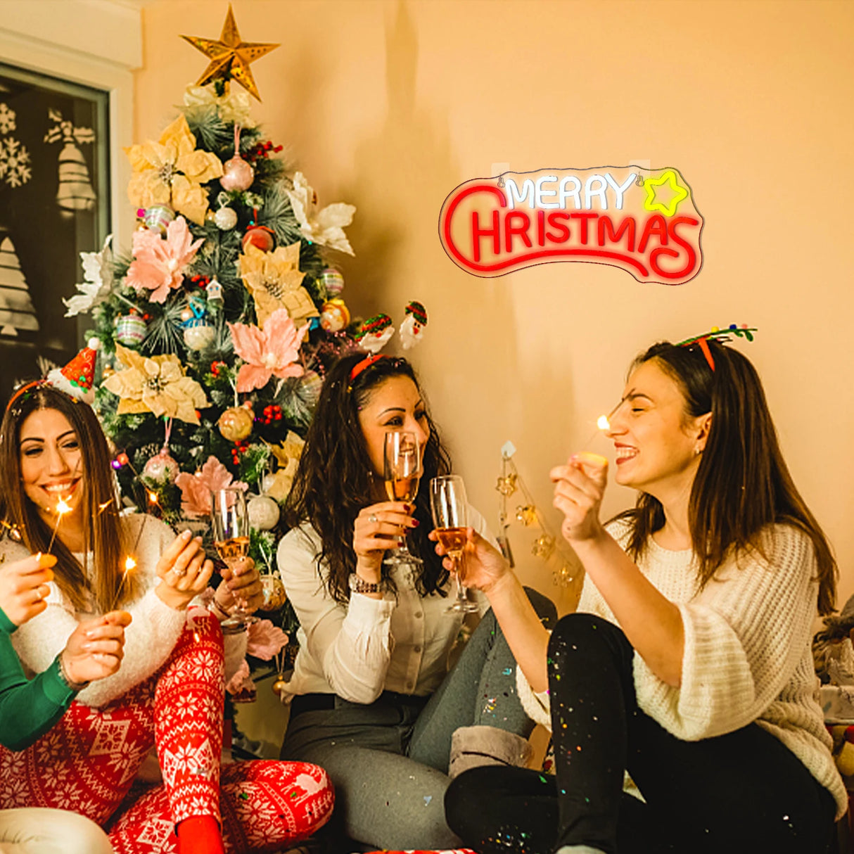 Insegna al neon "Merry Christmas". Luce al neon a LED dimmerabile Decorazione natalizia per interni per camera da letto Bar per feste Decorazioni natalizie Decorazioni artistiche
