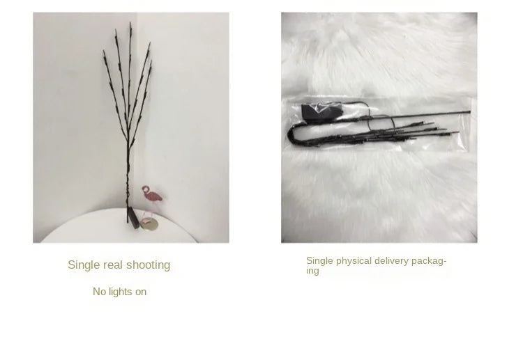 Ramo di un albero artificiale con 20 lampadine LED. Mini lampada di Natale con scintillio, decorazioni per feste