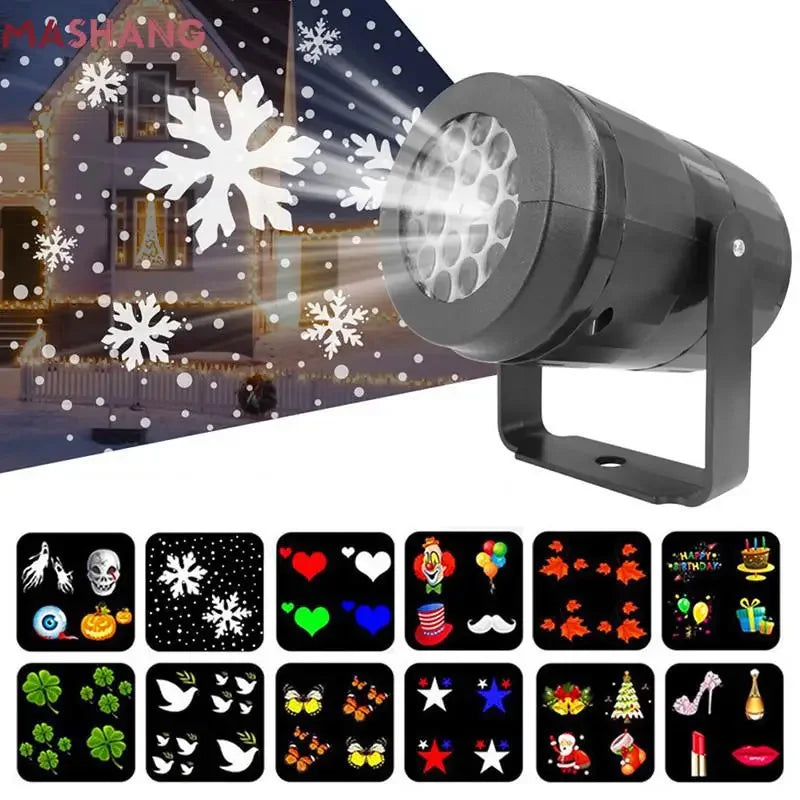Luci del proiettore di natale lampada di proiezione a Led per vacanze all'aperto decorazioni natalizie impermeabili luci da palcoscenico per feste con luce Laser a fiocco di neve