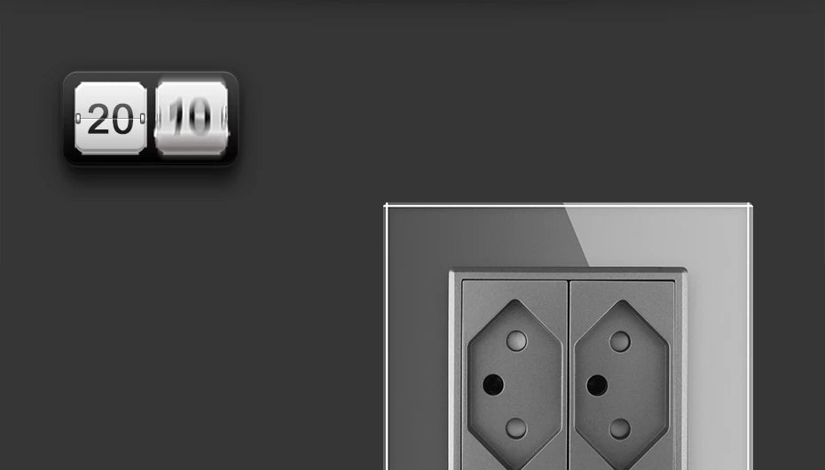 Presa di corrente svizzera, pannello in cristallo, prese a doppia parete AC110~250V 13A C7C2CH-11/12