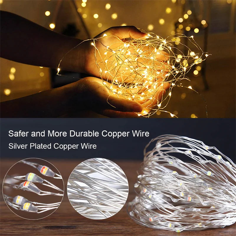 USB Led Fairy Lights filo di rame String 20M 200LED Holiday Outdoor Lamp Garland per la decorazione della festa nuziale dell'albero di natale