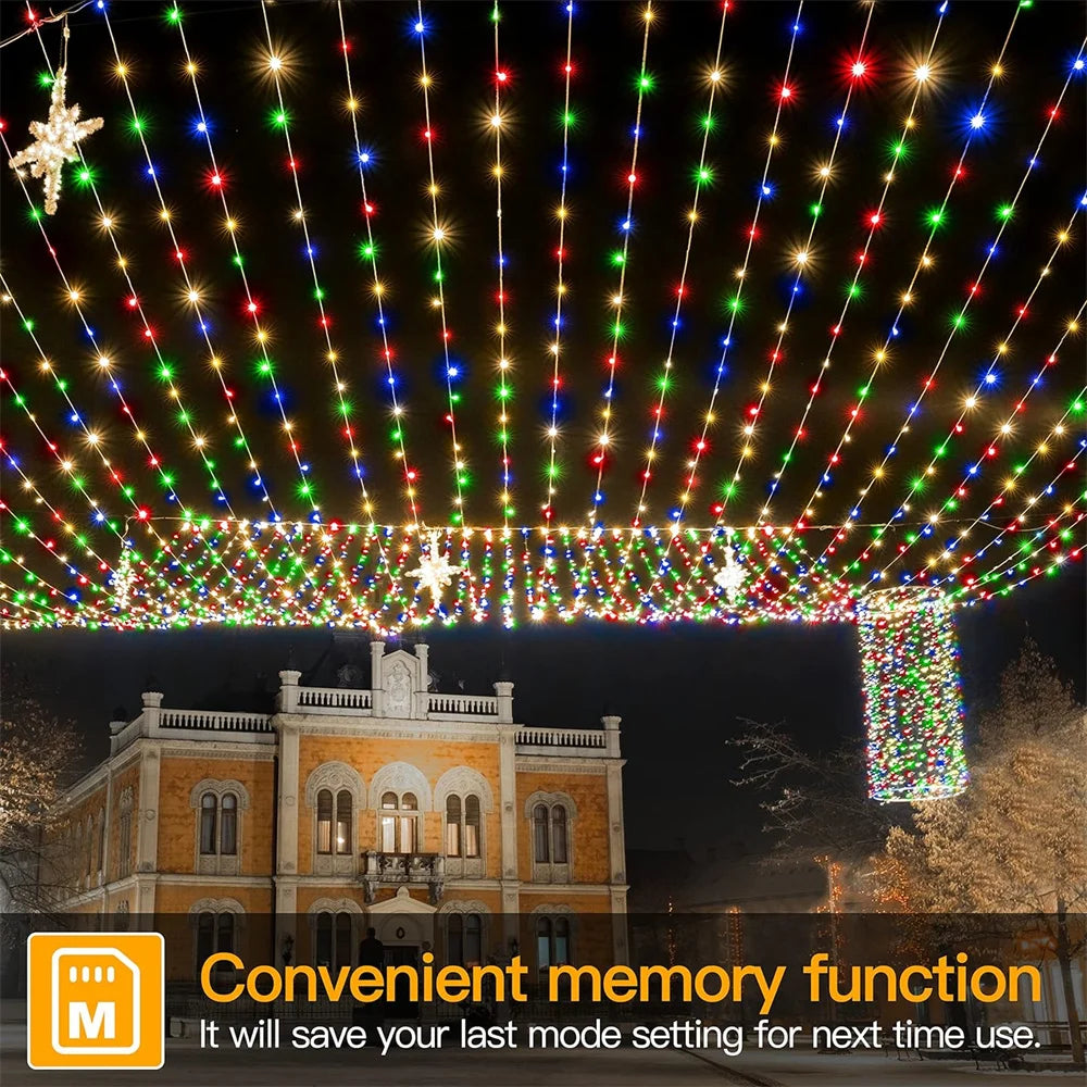 1 pz 500/1000LED fata String Lights ghirlanda di natale decorazioni per esterni luci impermeabili con telecomando per Tree Street Wedding Party