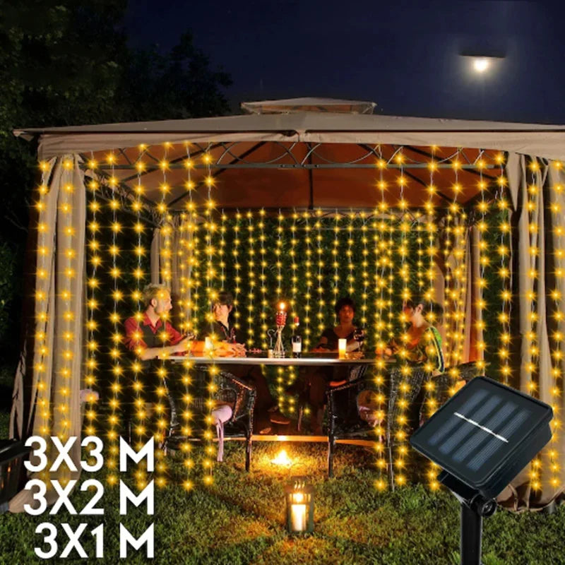 Luce solare per tende a LED ghirlanda per esterni Solar Fairy String Light Pavilion Garden Party Holiday Christmas Decor lampade in filo di rame